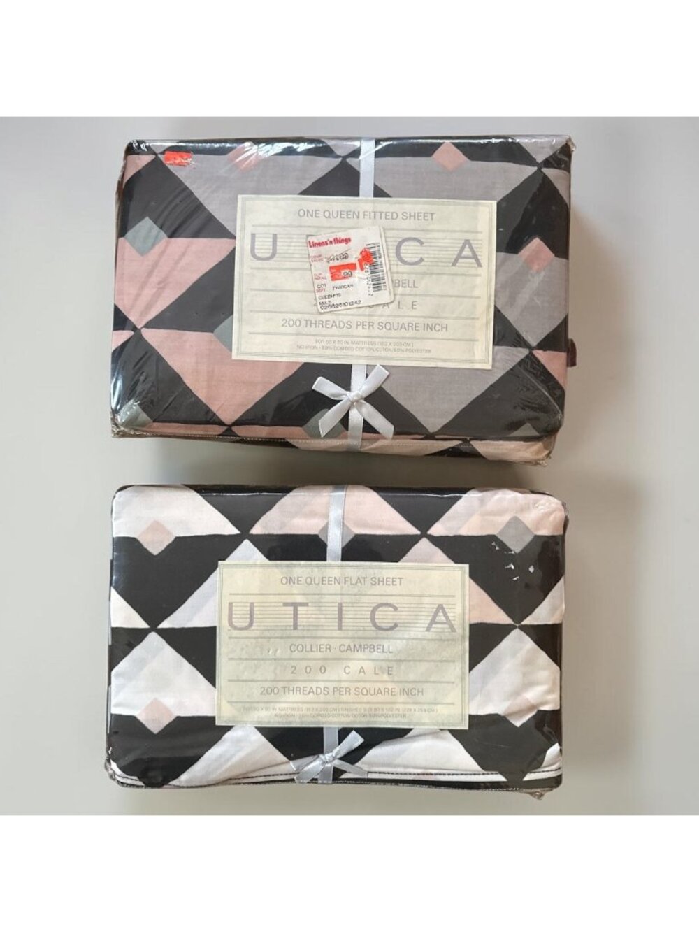 NOS Vintage Utica Queen Flat & Fitted Collier Campbell Pharaoh Sheets